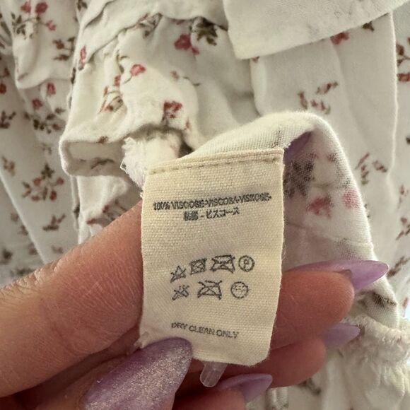 Jen's Pirate Booty Petit Floral Cream Puff Sleeve Dress Medium - Picture 9 of 9